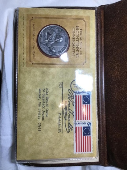 Bicentennial commemorative coin and stamped