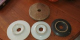 4 CHURN LIDS, #4, TWO 3-4, ONE WOODEN