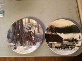 PAIR COLLECTOR PLATES, DEER AND COWS