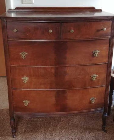 Mahogany two over three drawer chest.  National