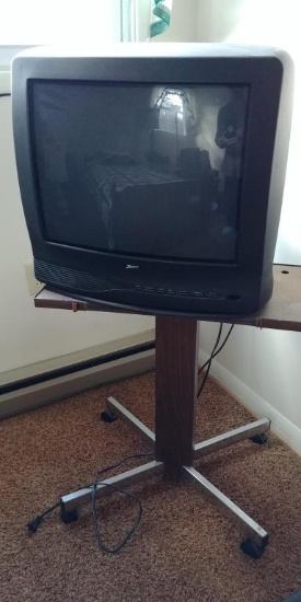 Zenith color tv on stand