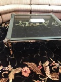 44 square glass and metal coffee table