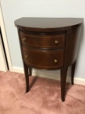 26 inch tall mahogany semi lunar two drawer chest