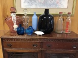Lot vases and bottles.  Towle decanter