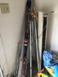 Skis, ski poles and crutches.  One electric