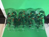 8 Holly pattern Christmas glasses