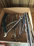 Misc too lot.  Crescent and box end wrenches,