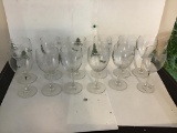 12 footed Christmas goblets.  Eight holly glasses