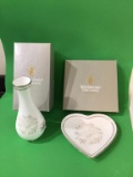 Waterford China bud vase and heart dish.  New in