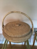 Large basket with lid.  Closely woven.  17 inches