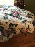Two bedskirts, full and floral comforter that