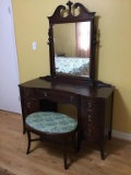 Vintage mahogany dresser with bench. Dovetailed