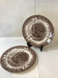 Two Royal Staffordshire turkey plates.  11 inches