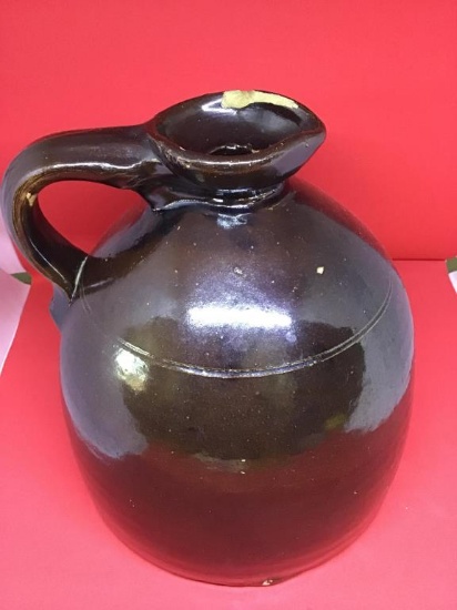 9 1/2 inch tall handled crock jug