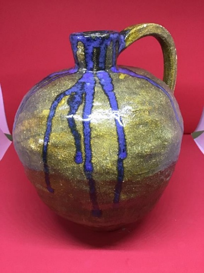 9 1/2 inch handled pottery jug