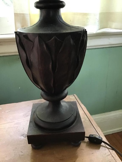 Black stone base lamp with finial.  24 high.