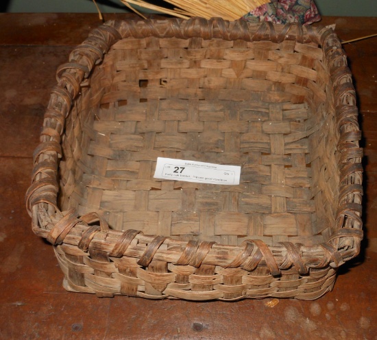 Early oak basket.  Square good condition.  11