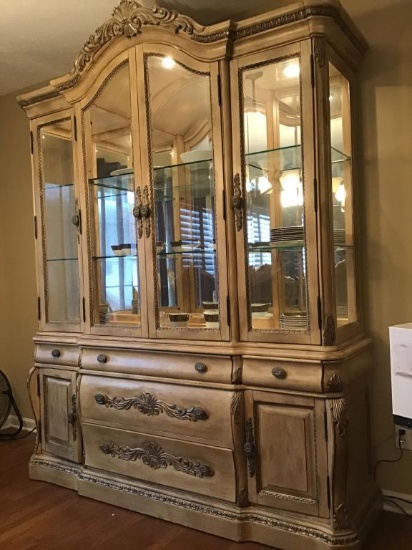 Schnadig Empire lighted China cabinet 7 ft tall,