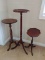 Lot 3 plant stand, accent tables mahogany. 20, 27