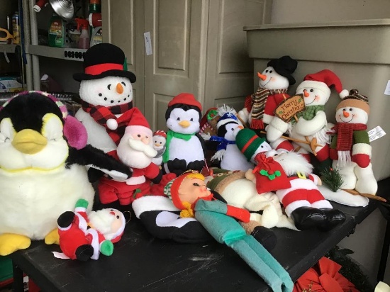 Large tub of Christmas stuffed animals