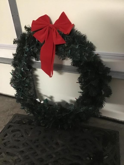 Large outdoor wreath with lights