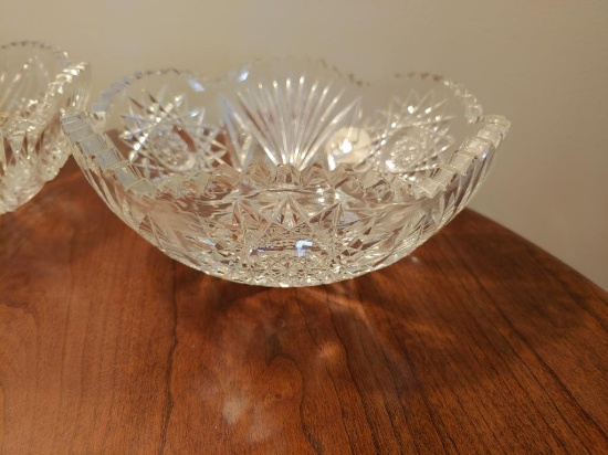 Pair 8 inch cut glass bowls