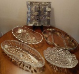 5 glass serving pieces