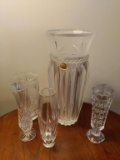 Lot 6 crystal and glass vases