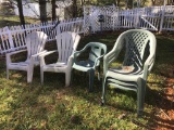 6 chairs, plastic - garden bench