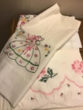 Two Pr vintage embroidered pillowcases