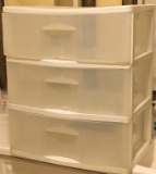 Three drawer plastic storage bin