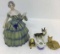 Porcelain Lady Dresser Jar And Miniatures