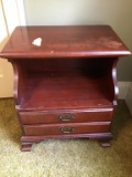 Heavy Solid Cherry End Table With Two Drawers.