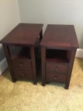 Heavy Contemporary End Tables. Two Lower Drawers