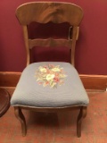 Antique Side Chair. Needlepoint Seat