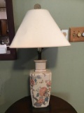 Oriental Motif Lamp. Floral. 32 Inches With