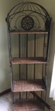 Metal And Wicker Shelf Unit. Folds To Store. 2