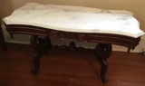Eastlake Marble Top Table. 36 Inches Long, 18 In