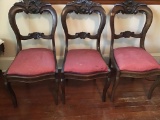 3 Carved Rosewood Chairs. One Needs Repair.