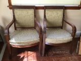 Pair Victorian Side Chairs. Sage Green