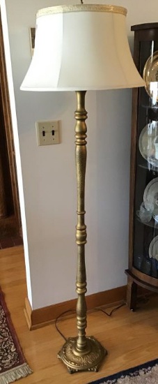 Painted Floor Lamp. Wooden With Metal Base