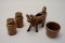 Early 20th Century Cow Creamer Sugar Bowl Salt and Pepper