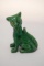 Rare Torquay Watcombe Green Luster One Eyed Cat H 16cm approx