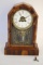 19th  20th Century Striking American Mantle Alarm Clock Glazed Gilded Glass