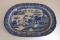 Large 19th Century Willow Pattern Ironstone China Platter impressed mark to