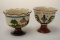 Torquay Pottery Motto Ware Two Stemmed Sugar Bowls H 9cm approx