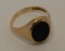 Gents 9ct Gold Ring Set Black Stone gross weight 43 grams