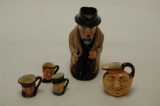 Five Royal Doulton Toby Jugs Three Miniature One Seated Churchill and one o