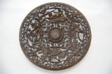Bronze Circular Pierced Wall Plate by Coalbrookdale D 20cm approx