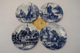 Four Blauw Delfts Cabinet Plates